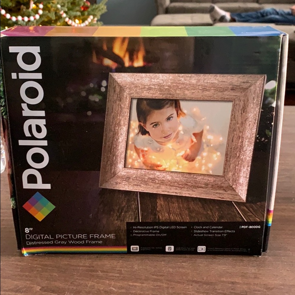 Polaroid 8” Digital Picture Frame -Distressed Gray
